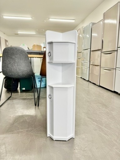 激安‼️ トイレ収納 幅17.5cm 木製 扉 棚収納付き ホワイト トイレコーナーラックN970