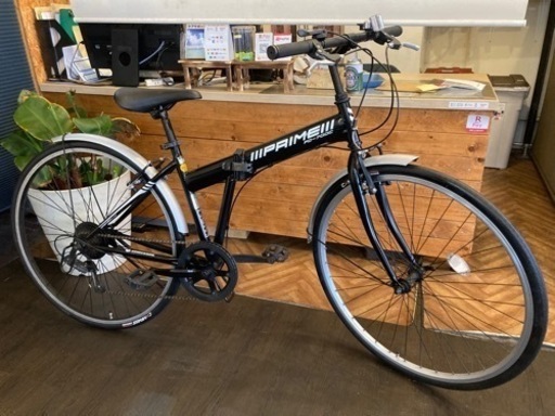 【前後タイヤ・チューブ新品！】6段変速　泥除け付き700×28c折りたたみクロスバイク　ブラック