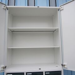 上下書庫セット 両開き/3列11段クリアケース ホワイト コクヨ製