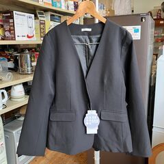 GLACIER（ハニーズ）カラーレスジャケット＋イージーテーパードパンツ（ブラック）Ｌの画像