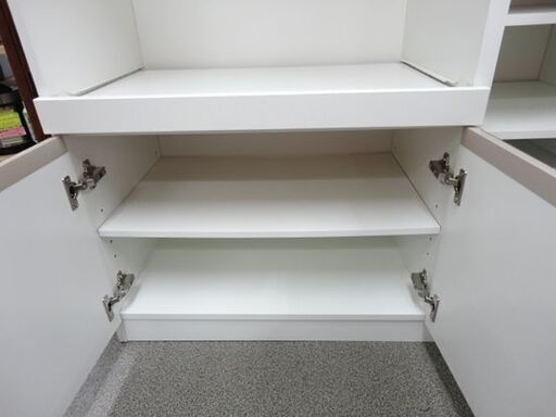ミドルレンジボード 幅90×奥行40×高さ90㎝ ホワイト 食器棚 キッチンボード 収納 西岡店