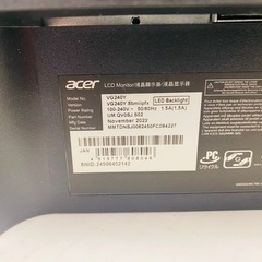 美品 Acer ゲーミングモニター Nitro VG240YSbmiipfx 23.8インチ IPS 非光沢 フルHD 165Hz の画像