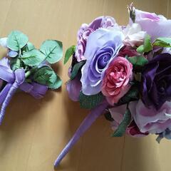 パープル結婚式ブーケ💐ブートニアの画像