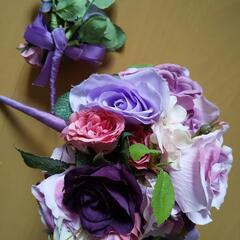 パープル結婚式ブーケ💐ブートニアの画像