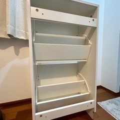 【決まりました】美品　IKEA イケア シューズボックス2段 ホワイト BISSA ビッサ 家具 収納家具 カラーボックスの画像