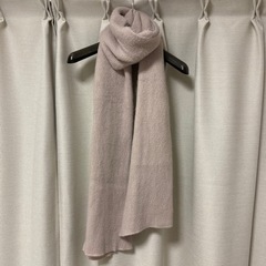 大判マフラー、グレー、フワフワ素材