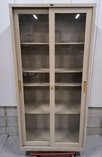 UCHIDA ウチダ 5段 キャビネット 書庫 収納棚 本棚 ガラス扉 事務用品 幅88cm×奥行40cm×高さ179cm