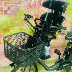 ①6047子供乗せ電動アシスト自転車3人乗りPanasonic22インチ良好バッテリーの画像