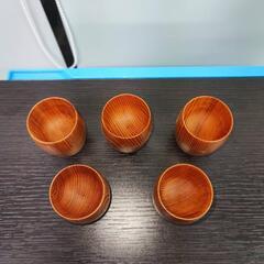 世界遺産 銘木 屋久杉 ぐい呑み 5客セット 天然木製 ぐい飲み 酒器の画像