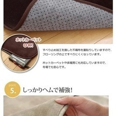 【美品中古】ラグ付きホットカーペット 1畳  本体 176×88cm 5段階温度調節  の画像