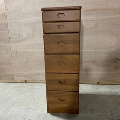 家具 収納家具 タンス スリム ６段 衣類収納 木製 中古 
