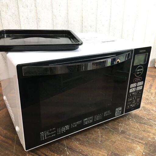 終 TOSHIBA 東芝 オーブン付き電子レンジ ER-S18(W) 2019年製 50-60Hz共通 900W 家庭用 フラット庫内 角皿付き 24c菊HG
