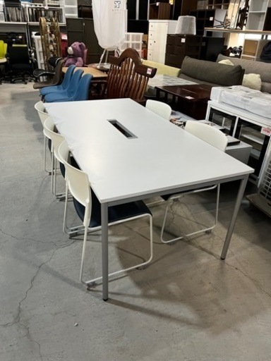 ☆お得なセット販売!!☆ 大型ミーティングテーブル＆チェア×5脚セット 会議机 オフィスチェア