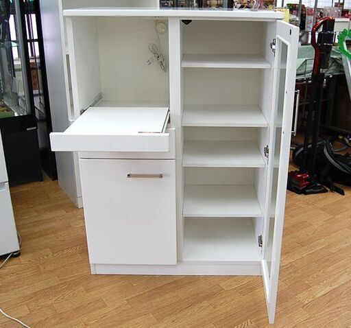 ニトリ ミドルレンジボード Nバンダ 幅80×奥行42×高さ114.5㎝ 白エナメル 食器棚 NITORI 札幌市 清田区 平岡