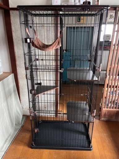 猫用ケージ3段タイプ　ハンモック付き