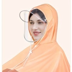 【新品未開封】自転車用 レインコート ポンチョ 男女兼用 クリアバイザー　オレンジ 雨合羽 レインポンチョの画像