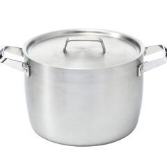 無印良品 ステンレスアルミ全面三層鋼両手鍋深型 シルバー 4.5L 20cm 幅29×高さ14.5cm フタ付の画像