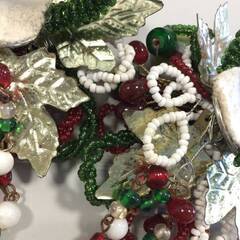 ○0円あげます！【2セット】ワインボトルアクセサリー 赤×緑×白 ビーズ クリスマス 飾り 瓶飾り インテリア 雑貨(NF231114)Zi-515-18Wの画像
