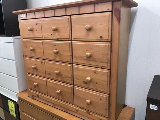 4段ローチェスト ブラウン 木目　 北欧調　チェスト サイドボード リビングボード 収納ボックス 木箱 レトロ BOX 収納 テレビ台 TV台 TVボード 大容量 幅約100cm おしゃれ クリーニング済 堺市 石津【ジャングルジャングルサカイ石津店】