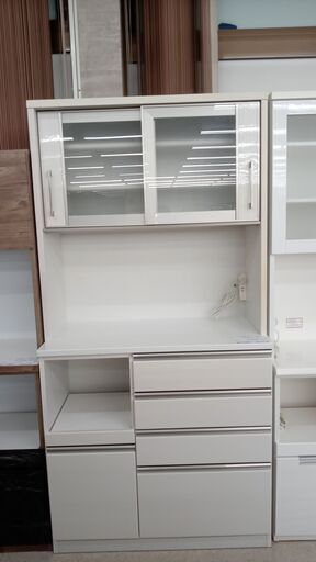 ★ジモティ割あり★ 家具工業連合会 レンジボード 白 H200×D50×W99.5 クリーニング済み TJ4703