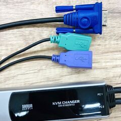 【レガストック川崎】SANWA SUPPLY サンワサプライ パソコン自動切替器 SW-KVM2WVU チルトホイール機能 多機能マウス対応 手元スイッチ付きの画像