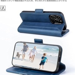 OCASE iPhone 13 pro 手帳型ケース ネイビーの画像