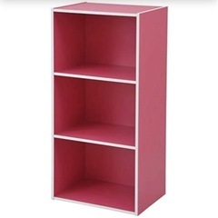 3段 ピンク 家具 収納家具 カラーボックスの画像