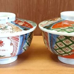 当時物 蓋付き ゴージャスな茶碗 二個セット