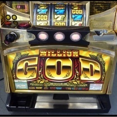 パチスロ実機 ミリオンゴッド 神々の系譜 スロット実機 コイン不要機付き ドアキー/設定キー の画像