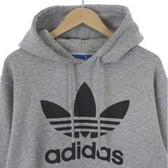 アディダスオリジナルス adidas originals パーカー フーディ プルオーバー スウェット トレフォイル ロゴ プリント 裏起毛 AB8290 グレー Mメンズの画像