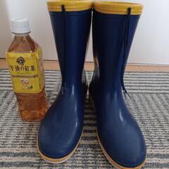 長靴　アサヒ　レインシューズ　青×黄　キッズ　レディースの画像