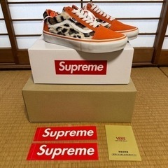 （新品）Supreme×Vans Leopard Old Skool（Orange）26.5cm