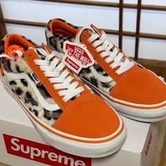 （新品）Supreme×Vans Leopard Old Skool（Orange）26.5cmの画像