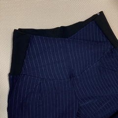 【新品】犬印 マタニティパンツ ストライプ M紺ネイビー ストレッチ 仕事・産後も使えるの画像