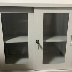 Ceha A4スチール書庫  2段 ガラス引違い  ライトグレー...