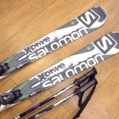 スキー スキーセット サロモン SALOMON sti 75 X-DRIVE 160cm ポール付き 中古 札幌市 厚別区の画像