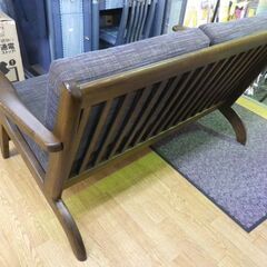 お値下げ！2人掛けソファ 札幌ファニシング オリジナル家具 カムイシリーズ タモ材 ブラウン 張地ブラウン系ファブリック　西岡店の画像