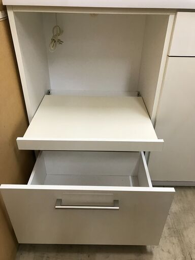 値下げしました！土井インテリア キッチンボード   幅116cm レンジボード 食器棚 システムキッチンボード ホワイト系 おしゃれ 大型家具 収納キッチン クリーニング済 堺市 石津【ジャングルジャングルサカイ石津店