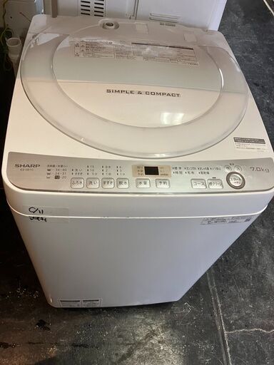 ☆中古￥12,800！SHARP　7.0kg洗濯機　家電　2019年製　ES-GE7C型　【BC080】