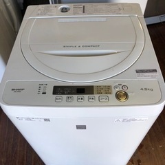 福岡市内配送設置無料　シャープ 4．5kg全自動洗濯機 keyword キーワードホワイト ESG4E6KW