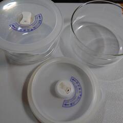 耐熱ガラス容器2点セット【未使用】電子レンジOK！ガラス容器　保存容器　レンジ容器の画像