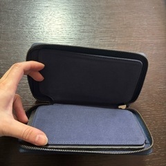 本革財布　展示品処分　札入れ　フルオープン　ラウンドファスナー　新品　未使用　藍　インディゴ　【展示処分品】の画像