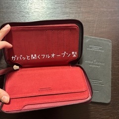 本革財布　展示品処分　札入れ　フルオープン　ラウンドファスナー　新品　未使用　赤　レッド　【展示処分品】の画像