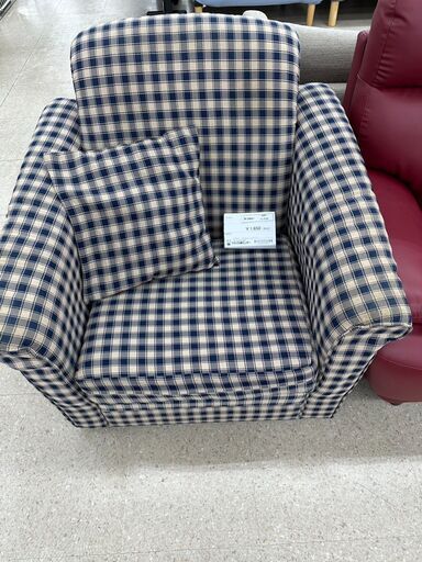 ★ジモティ割あり★  ソファー 黒チェック H88×D74×W77.5 クリーニング済み TJ4755