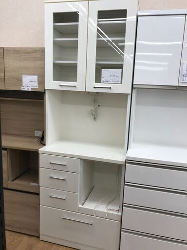 ★ジモティ割あり★  食器棚 ホワイト H211×W75×D42 クリーニング済み KJ4651