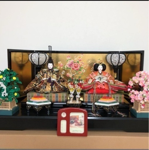 【美品】雛人形平飾り(リトルオルゴール＆被布飾り付き♪)早期受取で割引き有り ⸜(* ॑꒳ ॑* )⸝