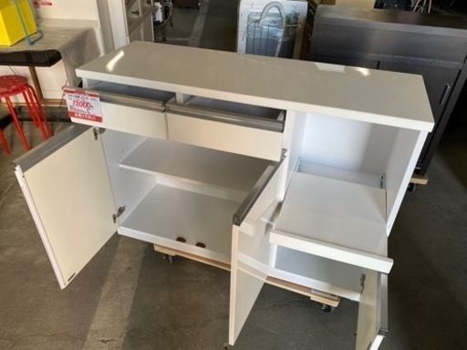 キッチン収納カウンター　ホワイト艶あり
