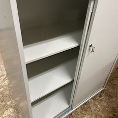 スチール書庫 2段セット オフィス ロッカー 鍵付き ホワイト