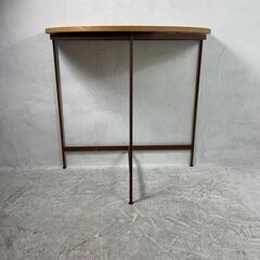 ◆🔶送料無料・設置無料有り🔶◆アンティーク ハーフムーンテーブル（大）アイアン脚 インダストリアル ヴィンテージ　中古の画像