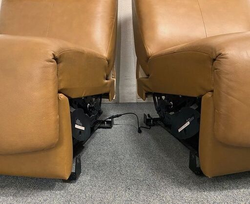 2人掛け 本革 両側電動リクライニングソファ 幅160 キャメル リビング レザー パワーシート 馬場家具 中古家具 店頭引取歓迎 R